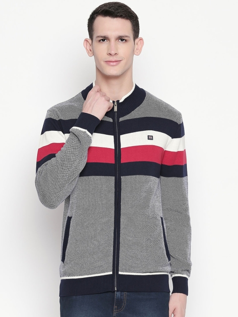 

BYFORD by Pantaloons Men Navy Blue & White Striped Sweater