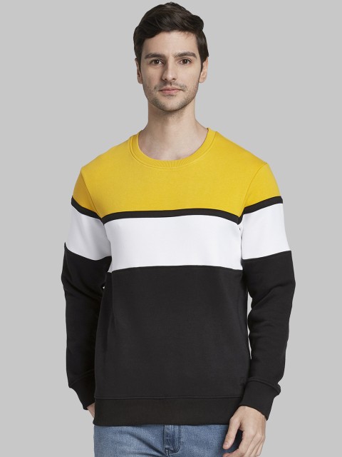 

Parx Men Yellow & Black Colourblocked Sweatshirt