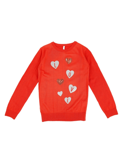 

Pantaloons Junior Girls Red Printed Sweater