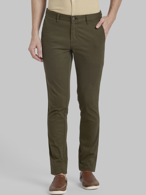 

Parx Men Olive Green Regular Fit Solid Regular Trousers