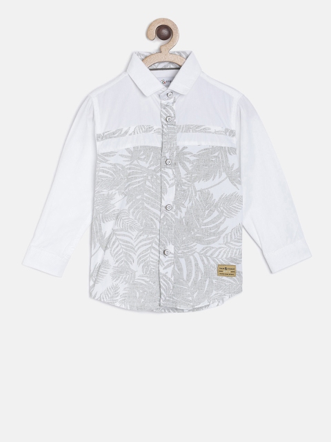 

TALES & STORIES Boys White Regular Fit Printed Casual Shirt