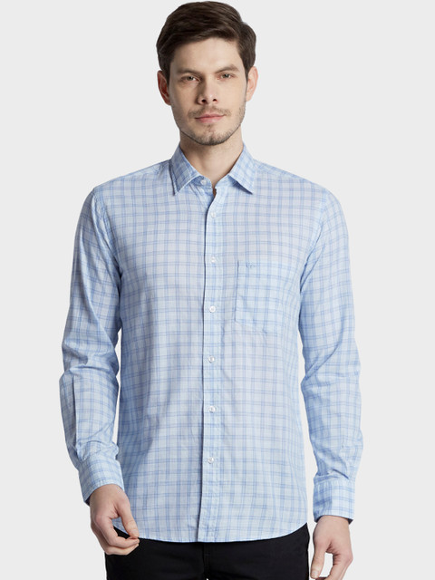 

ColorPlus Men Blue Tailored Fit Checked Casual Shirt