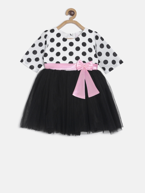 

TALES & STORIES Girls Black & White Printed Fit and Flare Dress