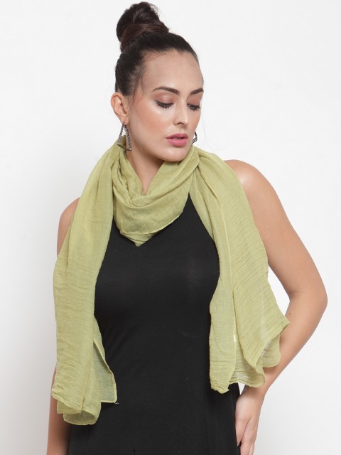 

J Style Women Green Solid Stole