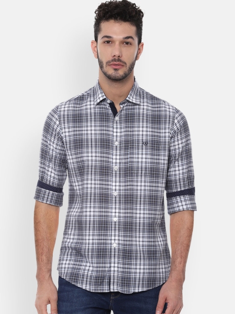 Van Heusen Sport Men White Slim Fit Checked Casual Shirt