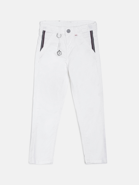 

TALES & STORIES Boys White Slim Fit Solid Regular Trousers