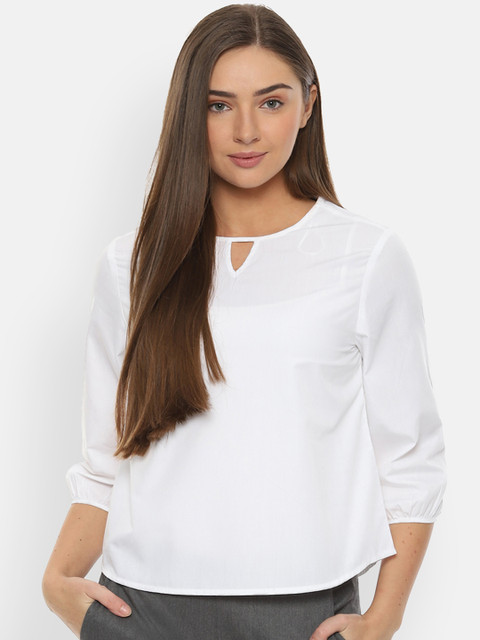 

Van Heusen Woman White Solid A-Line Top