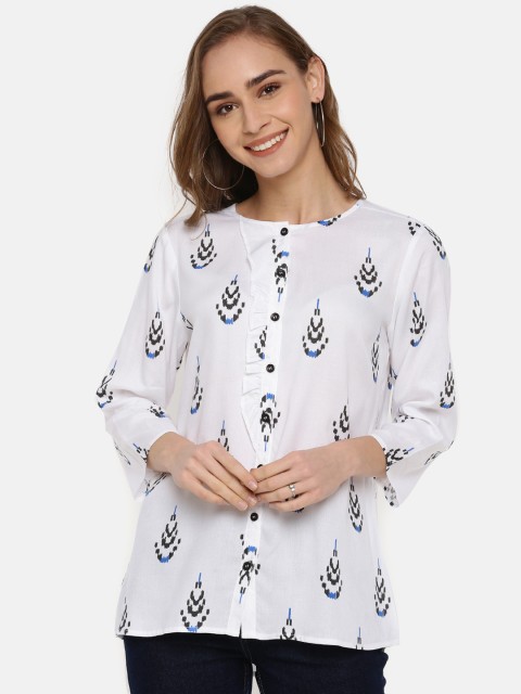 

IDK Women White Printed A-Line Top