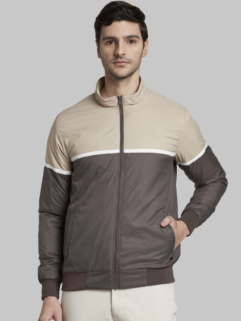 

Parx Men Beige & Brown Colourblocked Bomber Jacket