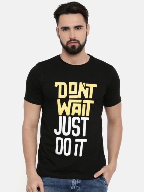 

Bushirt Men Black Printed Round Neck T-shirt