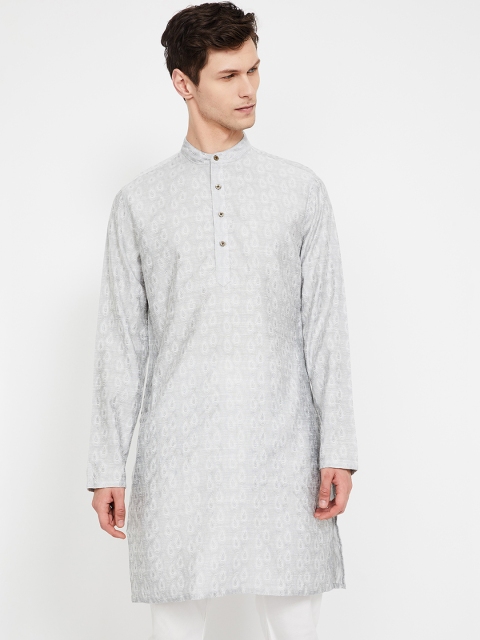 

Melange by Lifestyle Men Grey Woven Design Straight Kurta