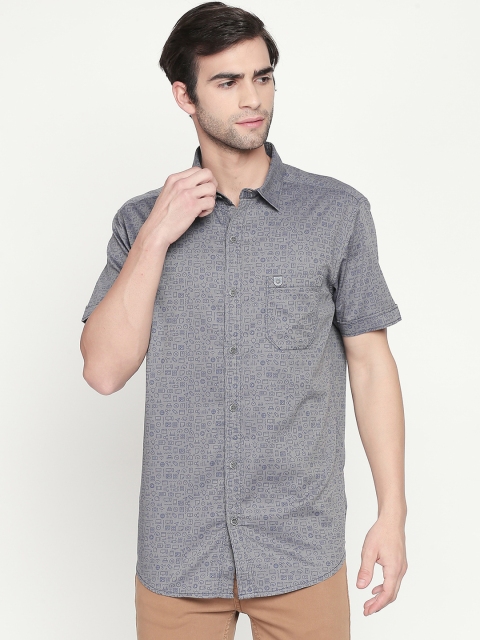 

Mufti Men Grey Slim Fit Printed Casual Shirt
