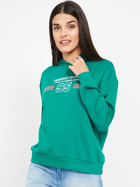 

Fame Forever by Lifestyle Women Green Printed Hooded Sweatshirt
