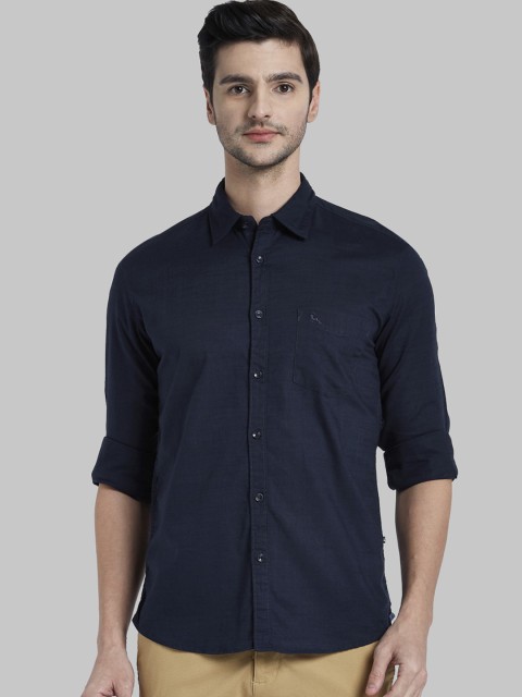 

Parx Men Navy Blue Regular Fit Solid Casual Shirt