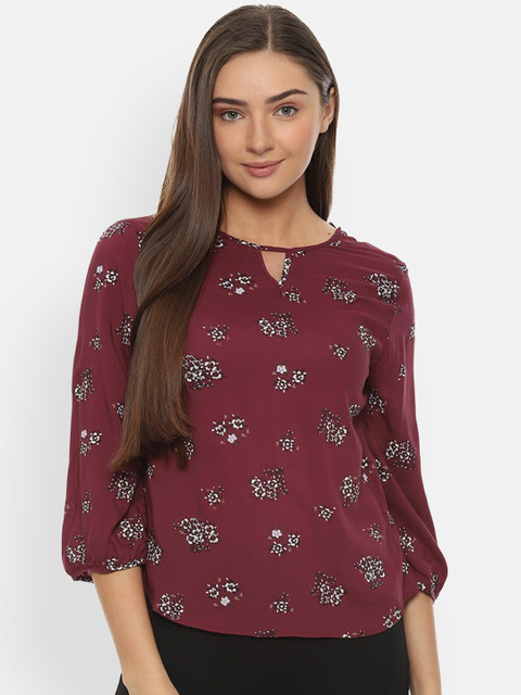 

Van Heusen Woman Maroon Printed Top