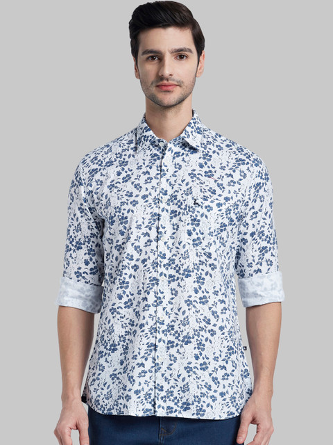 

Parx Men White & Blue Regular Fit Printed Casual Shirt