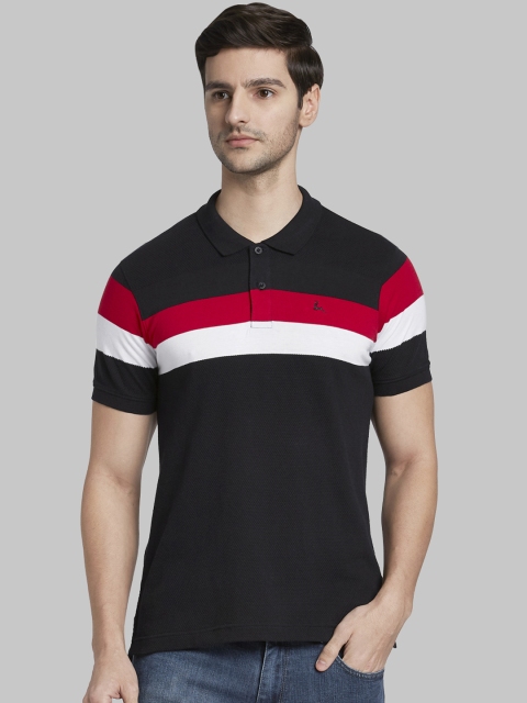 

Parx Men Black & Red Striped Polo Collar T-shirt