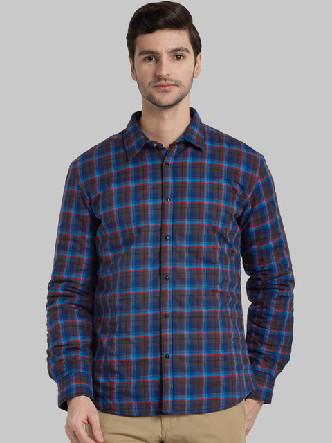 

Parx Men Blue Regular Fit Checked Casual Shirt