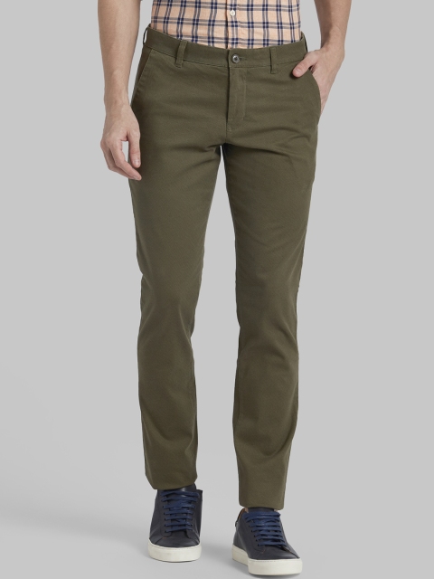 

Parx Men Olive Green Regular Fit Solid Regular Trousers