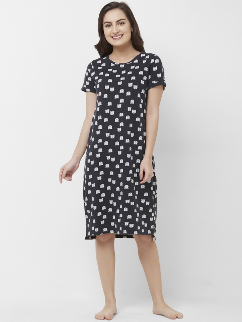 

Mystere Paris Charcoal Printed Nightdress