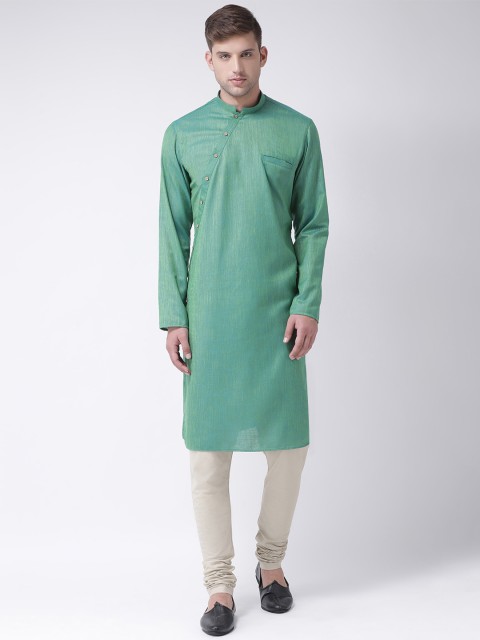

TABARD Men Green Solid Straight Kurta