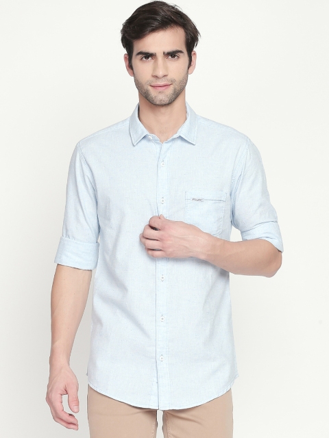 

Mufti Men Turquoise Blue Slim Fit Solid Casual Shirt