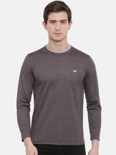 

Bushirt Men Brown Solid Round Neck T-shirt
