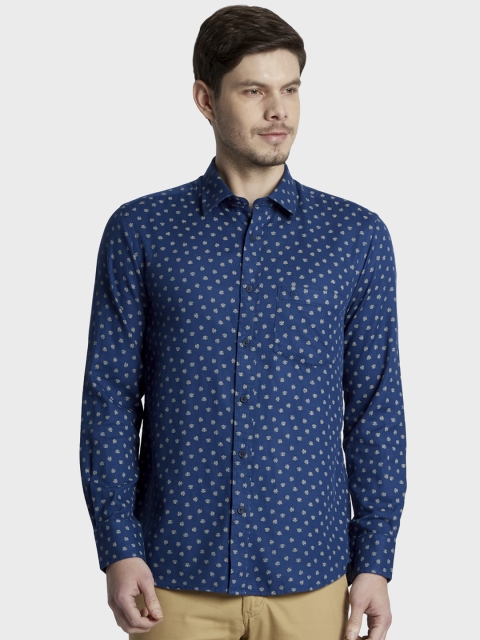 

ColorPlus Men Blue Tailored Fit Printed Casual Shirt