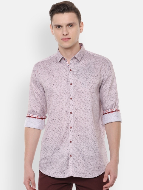 

V Dot Men Pink Slim Fit Printed Casual Shirt