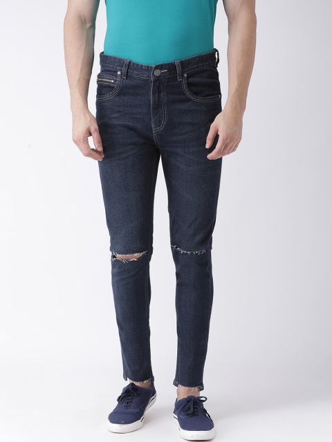 

REALM Men Blue Skinny Fit Mid-Rise Slash Knee Stretchable Jeans