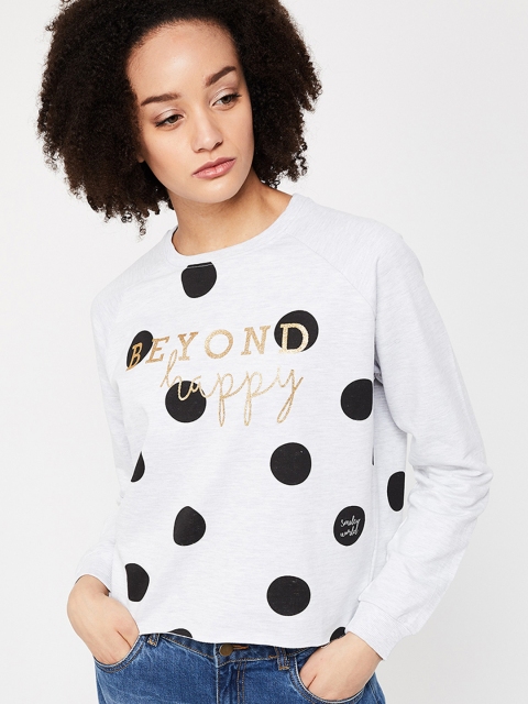 

Smiley World Women Grey Melange Printed Sweatshirt