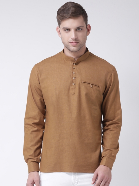 

TABARD Men Brown Solid Straight Kurta