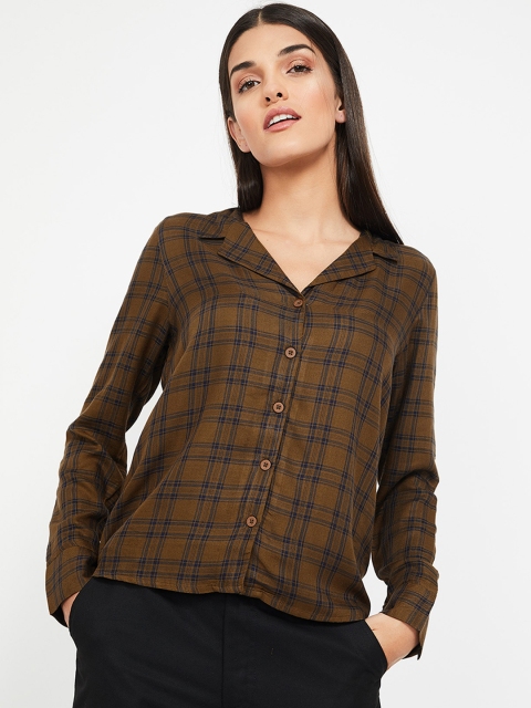 

Fame Forever by Lifestyle Women Brown Regular Fit Checked Casual Shirt