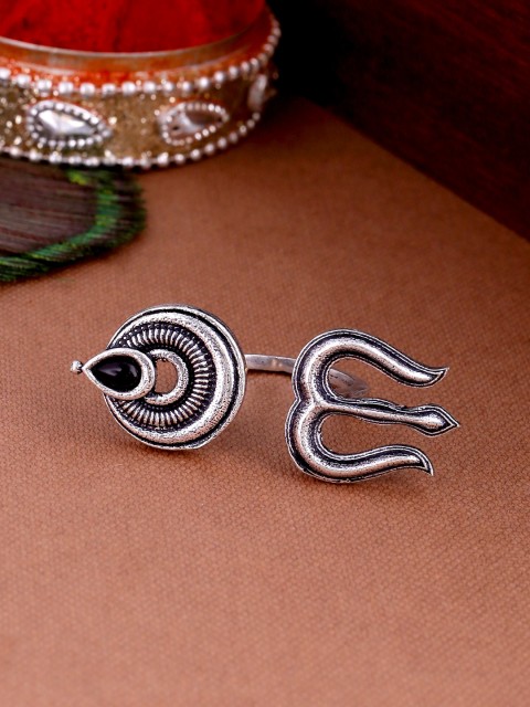 

Studio Voylla Oxidised Silver-Plated Goddess Durga Ring
