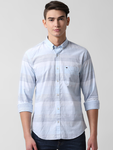 

Peter England Casuals Men Blue Slim Fit Striped Casual Shirt