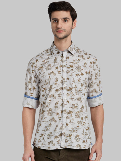 

Parx Men Off-White Regular Fit Printed Casual Shirt