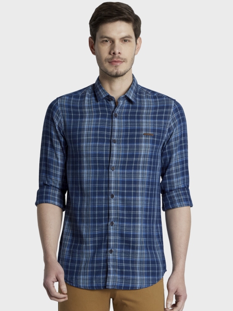 

ColorPlus Men Blue Contemporary FitChecked Casual Shirt