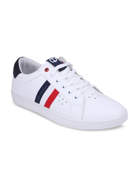 

pelle albero Men White Striped Synthetic Mid-Top Sneakers