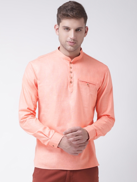 

TABARD Men Pink Solid Straight Kurta