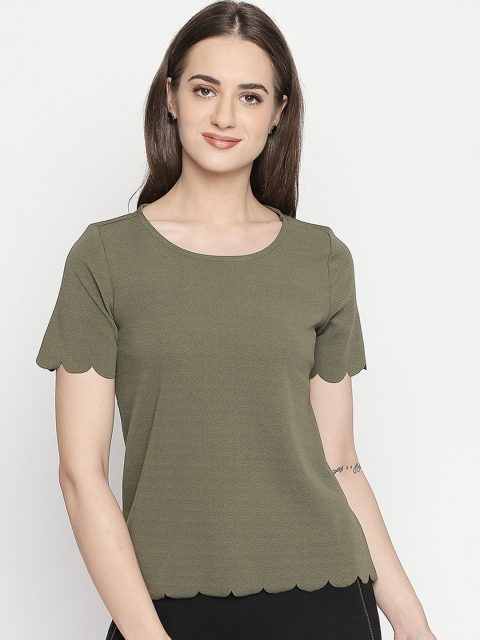 

Honey by Pantaloons Women Olive Green Solid Top