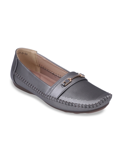 

pelle albero Women Gunmetal-Toned Slip-On Sneakers, Metallic
