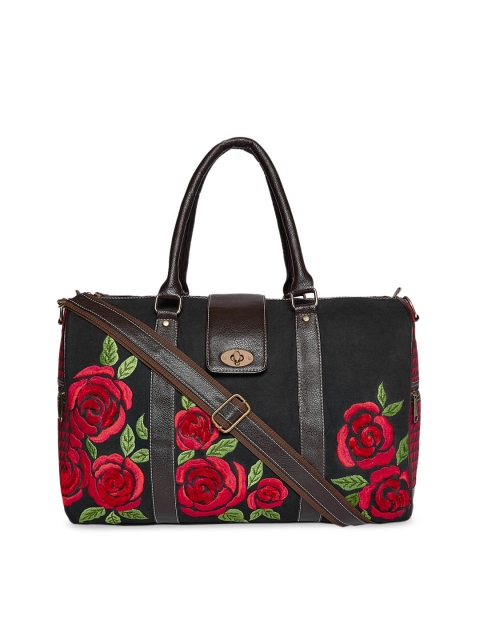 

Pick Pocket Women Coffee brown Embroidered Medium Duffel Bag