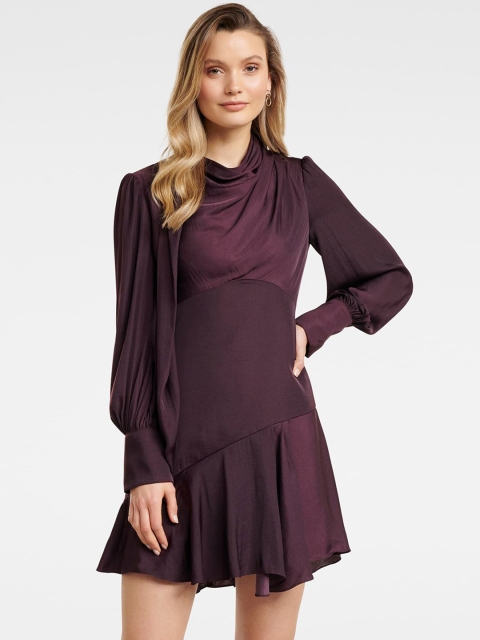 

Forever New Women Purple Solid Fit and Flare Dress