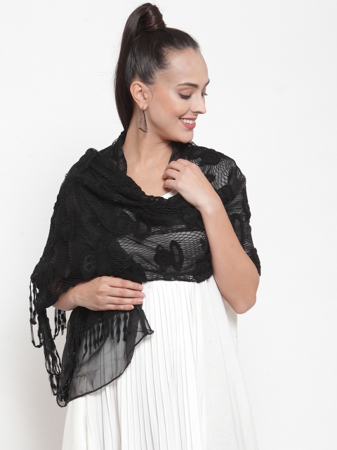 

J Style Women Black Woven Design Stole