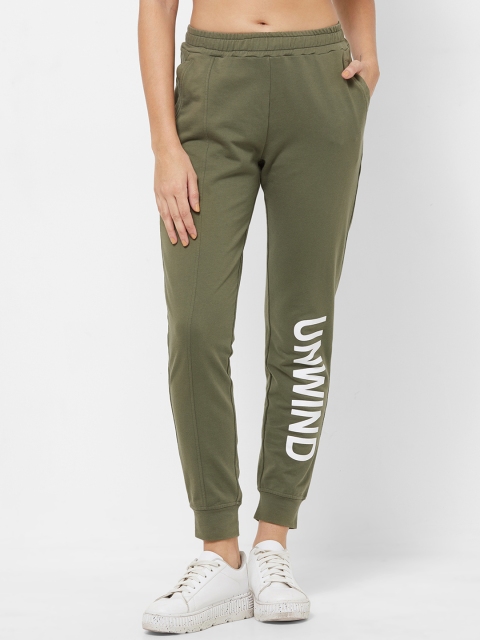 

Mystere Paris Women Olive-Coloured Solid Joggers