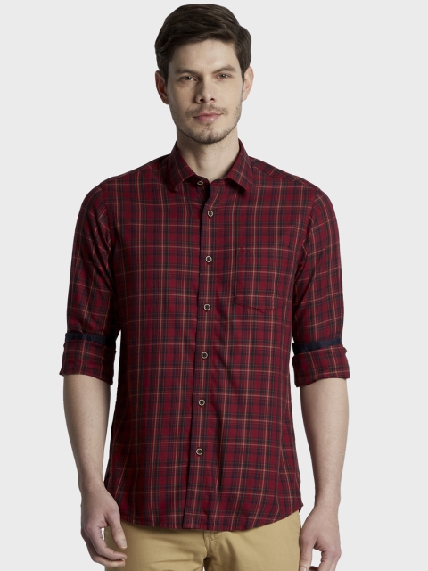 

ColorPlus Men Red & Blue Regular Fit Checked Casual Shirt