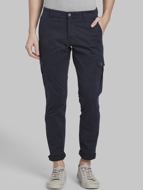 

Parx Men Blue Tapered Fit Solid Cargos