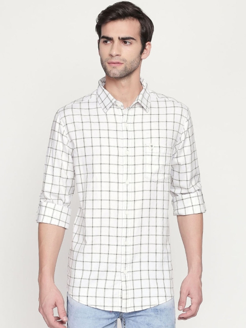 

Mufti Men White & Black Slim Fit Checked Casual Shirt
