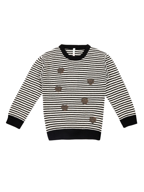 

Pantaloons Junior Girls White & Black Striped Sweater