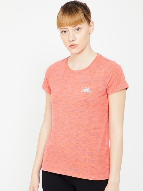

Kappa Women Coral Orange Self Design Top